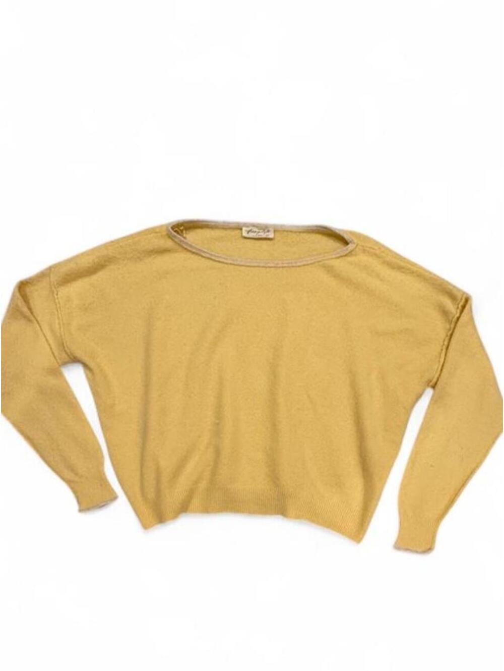 FREE PEOPLE Yellow Vintage Cropped Sweater